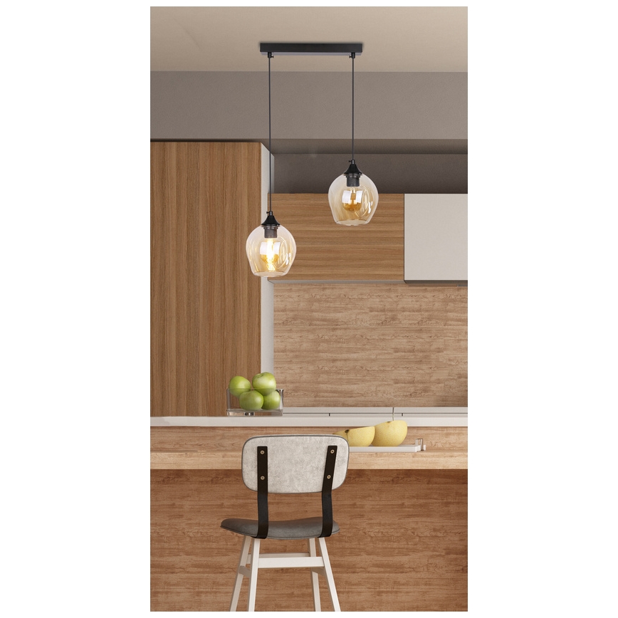 Lampadario a sospensione con filo ASPA 2xE27/40W/230V nero
