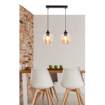 Lampadario a sospensione con filo ASPA 2xE27/40W/230V nero