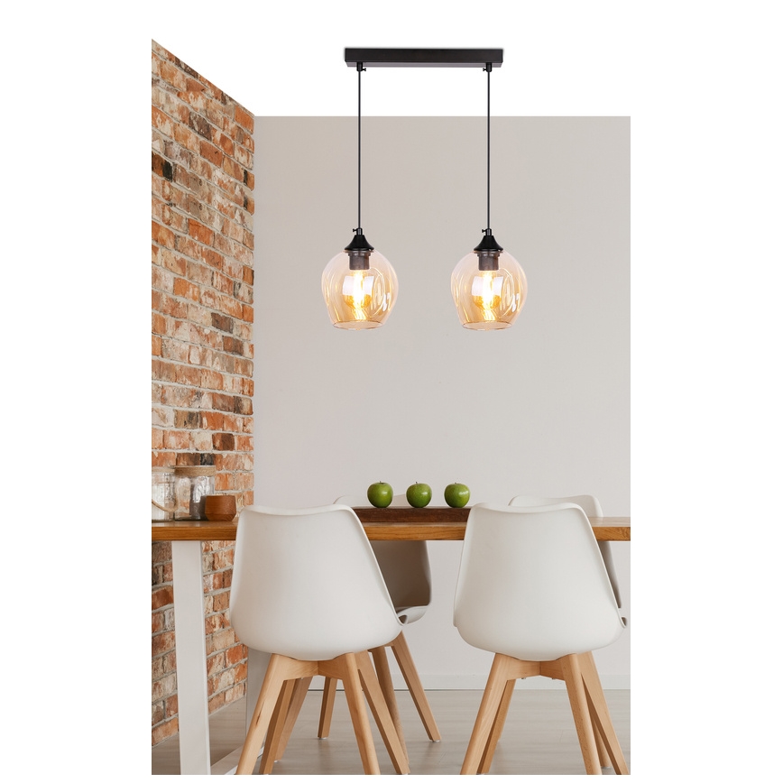 Lampadario a sospensione con filo ASPA 2xE27/40W/230V nero