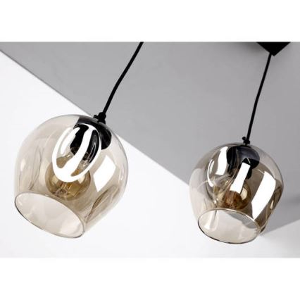 Lampadario a sospensione con filo ASPA 2xE27/40W/230V nero