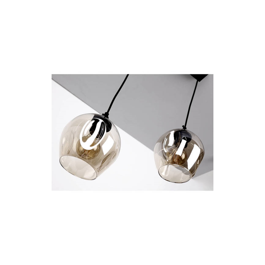 Lampadario a sospensione con filo ASPA 2xE27/40W/230V nero