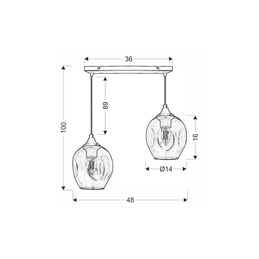 Lampadario a sospensione con filo ASPA 2xE27/40W/230V nero