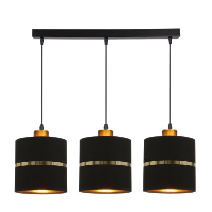 Lampadario a sospensione con filo ASSAM 3xE27/60W/230V nero