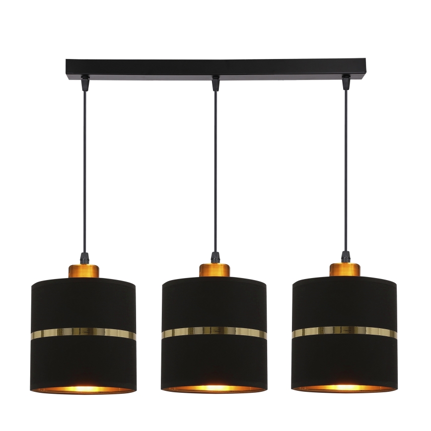 Lampadario a sospensione con filo ASSAM 3xE27/60W/230V nero