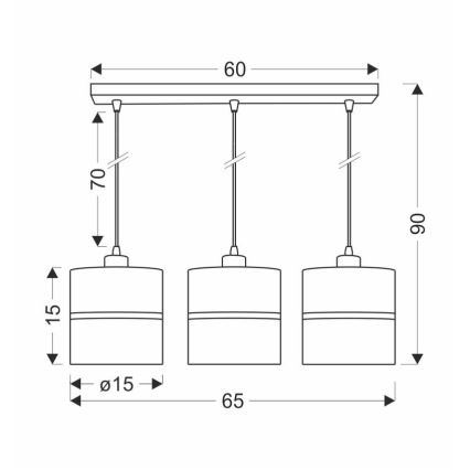 Lampadario a sospensione con filo ASSAM 3xE27/60W/230V nero