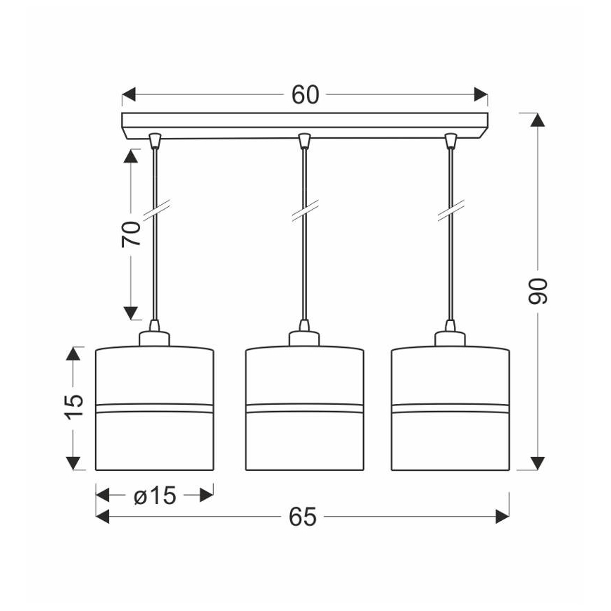 Lampadario a sospensione con filo ASSAM 3xE27/60W/230V nero