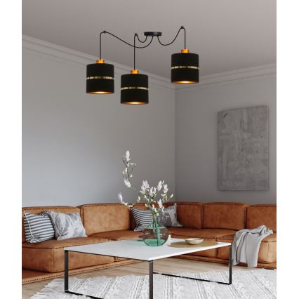 Lampadario a sospensione con filo ASSAM 3xE27/60W/230V nero