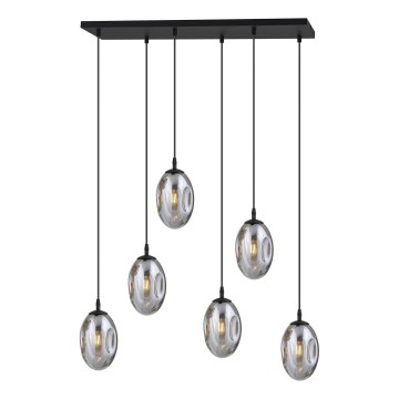 Lampadario a sospensione con filo ASTRAL 6xE14/10W/230V nero/fumé