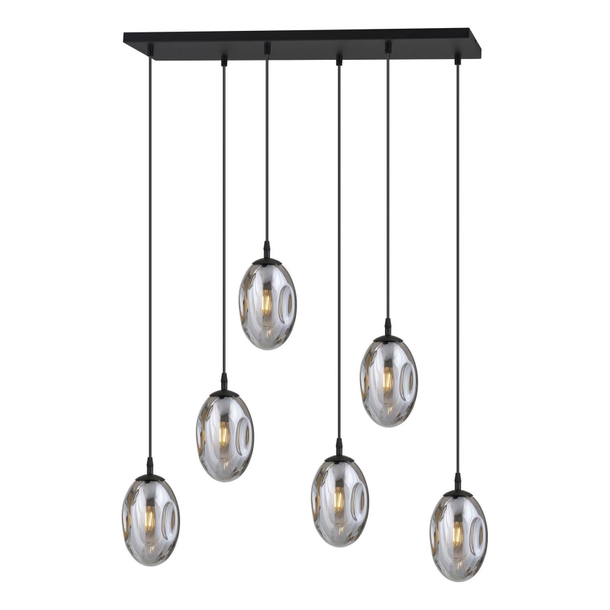 Lampadario a sospensione con filo ASTRAL 6xE14/10W/230V nero/fumé