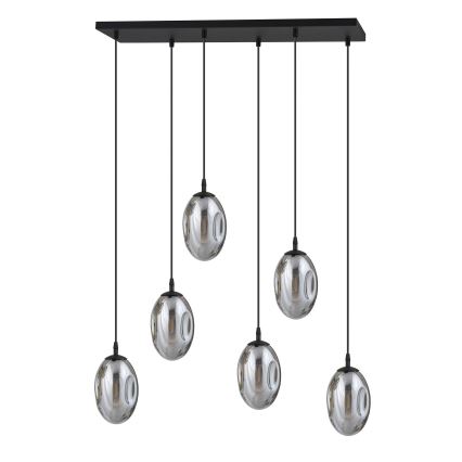 Lampadario a sospensione con filo ASTRAL 6xE14/10W/230V nero/fumé