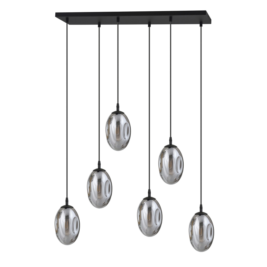 Lampadario a sospensione con filo ASTRAL 6xE14/10W/230V nero/fumé