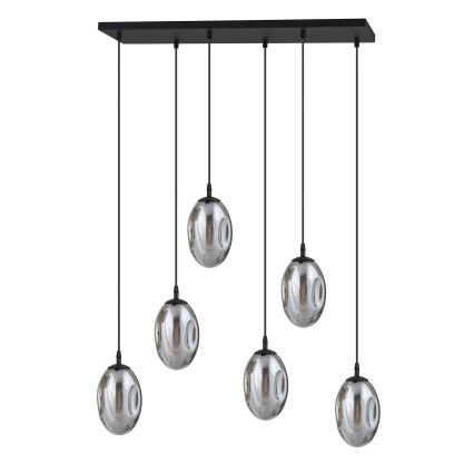 Lampadario a sospensione con filo ASTRAL 6xE14/10W/230V nero/fumé