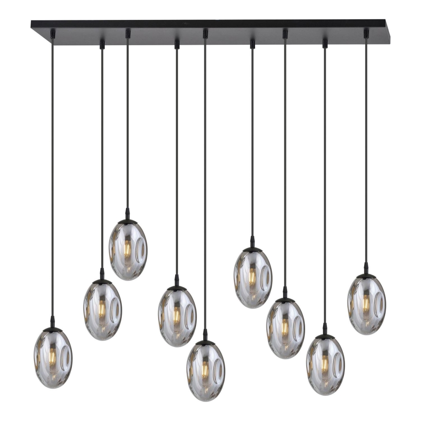 Lampadario a sospensione con filo ASTRAL 9xE14/10W/230V nero/fumé