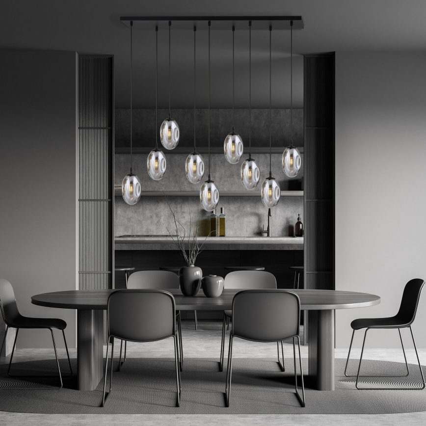 Lampadario a sospensione con filo ASTRAL 9xE14/10W/230V nero/fumé