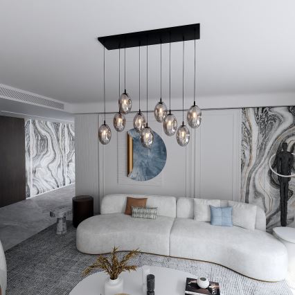 Lampadario a sospensione con filo ASTRAL 9xE14/10W/230V nero/fumé