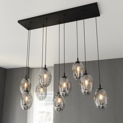 Lampadario a sospensione con filo ASTRAL 9xE14/10W/230V nero/fumé