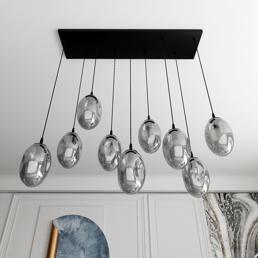 Lampadario a sospensione con filo ASTRAL 9xE14/10W/230V nero/fumé