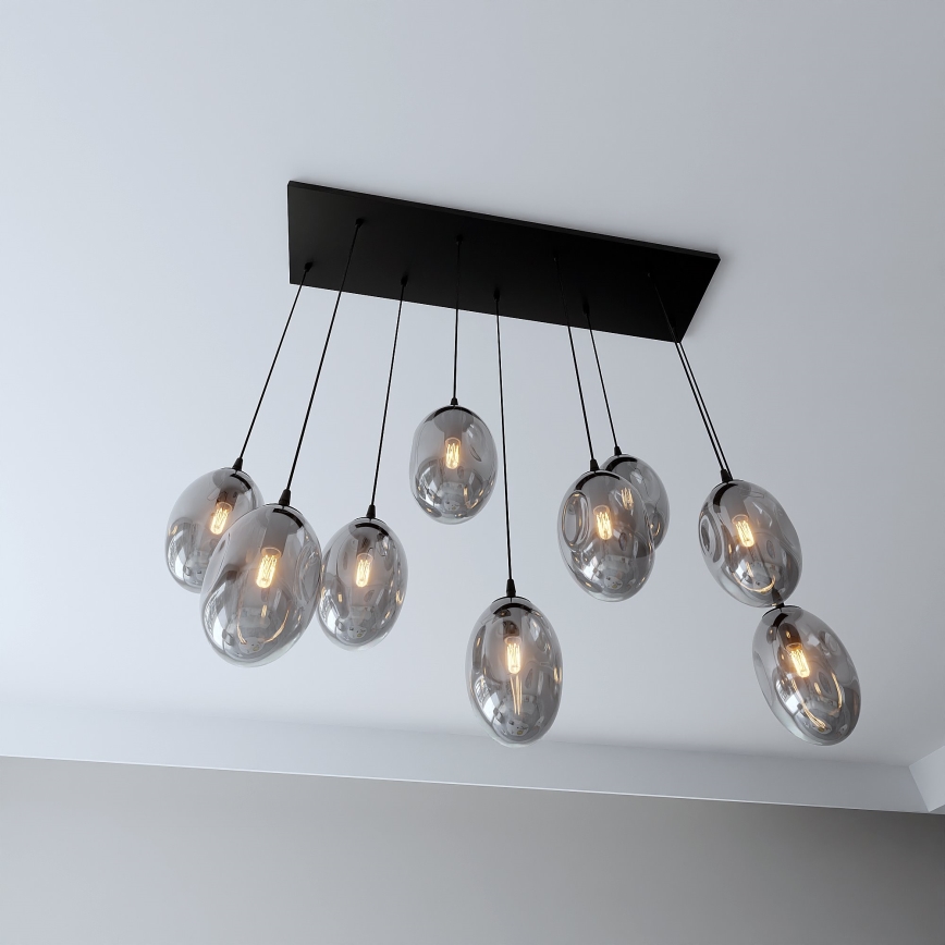 Lampadario a sospensione con filo ASTRAL 9xE14/10W/230V nero/fumé