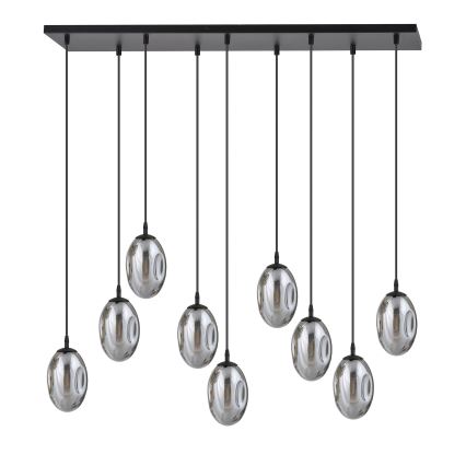 Lampadario a sospensione con filo ASTRAL 9xE14/10W/230V nero/fumé