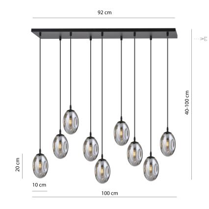 Lampadario a sospensione con filo ASTRAL 9xE14/10W/230V nero/fumé