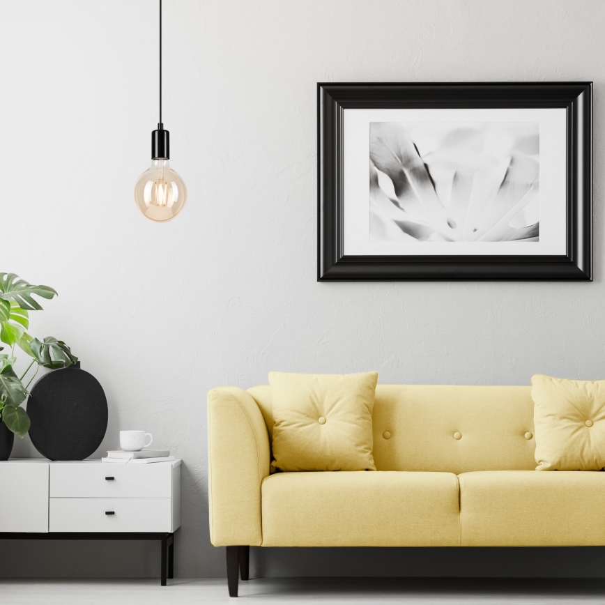 Lampadario a sospensione con filo ASTRID 1xE27/60W/230V nero lucido