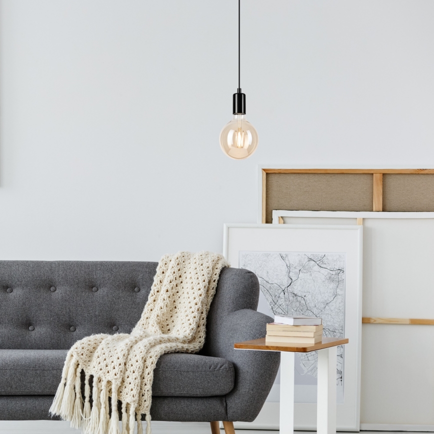 Lampadario a sospensione con filo ASTRID 1xE27/60W/230V nero lucido