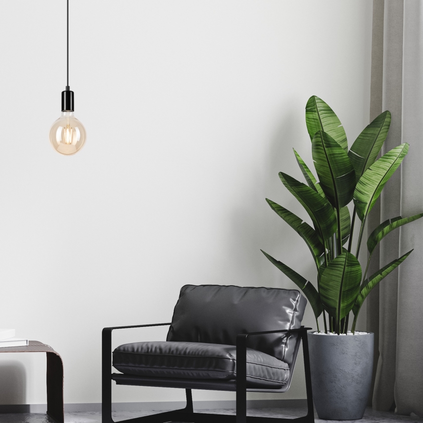 Lampadario a sospensione con filo ASTRID 1xE27/60W/230V nero lucido