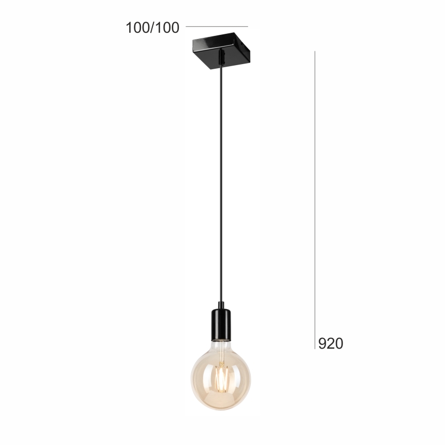 Lampadario a sospensione con filo ASTRID 1xE27/60W/230V nero lucido