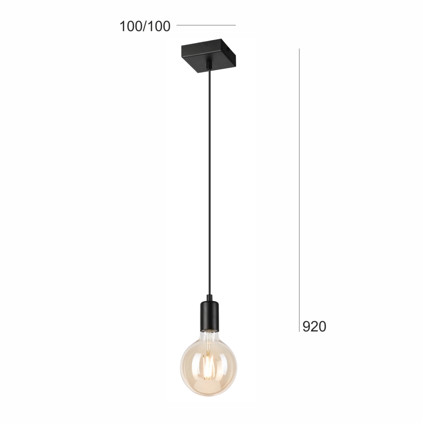 Lampadario a sospensione con filo ASTRID 1xE27/60W/230V opaco nero
