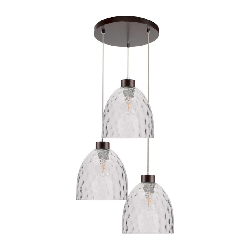 Lampadario a sospensione con filo AURA 3xE27/60W/230V faggio