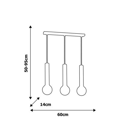 Lampadario a sospensione con filo AURIS 3xE14/40W/230V