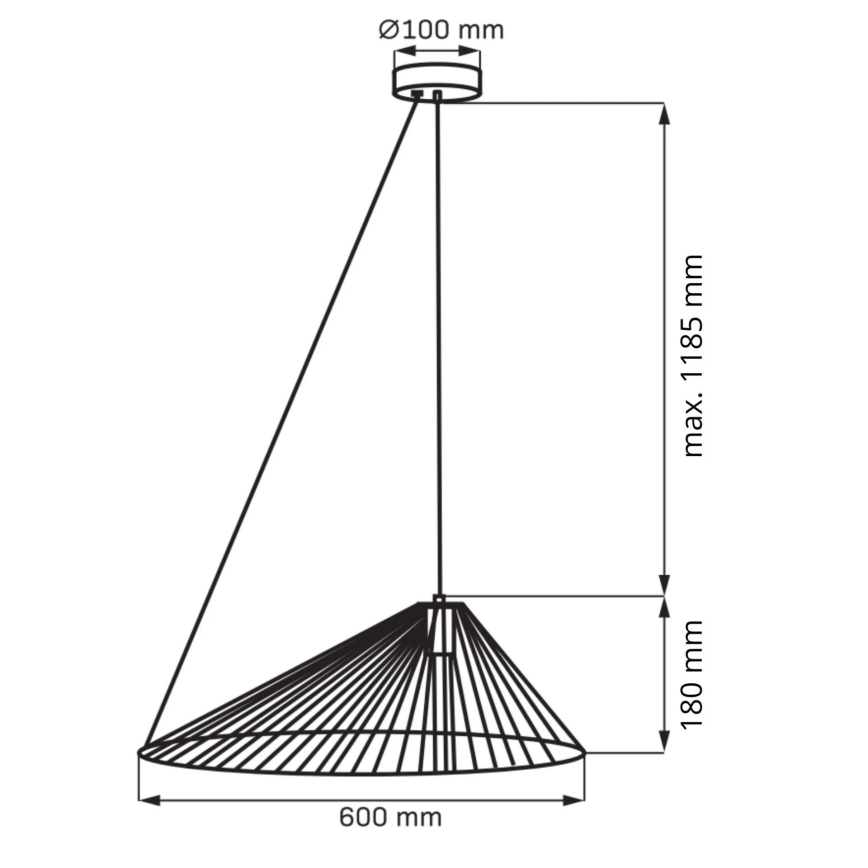 Lampadario a sospensione con filo AURORA 1xE27/20W/230V diametro 60 cm nero