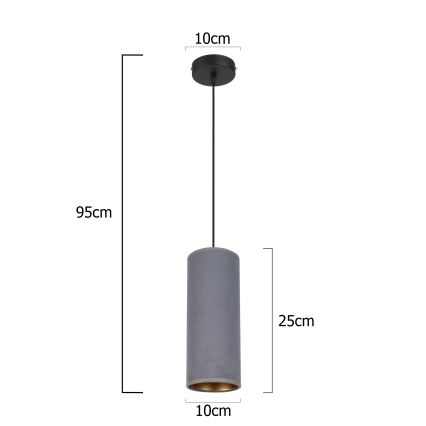 Lampadario a sospensione con filo AVALO 1xE27/60W/230V grigio