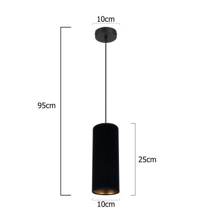 Lampadario a sospensione con filo AVALO 1xE27/60W/230V nero