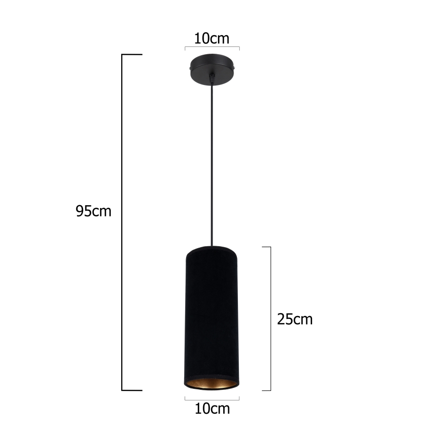 Lampadario a sospensione con filo AVALO 1xE27/60W/230V nero