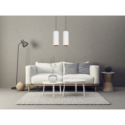 Lampadario a sospensione con filo AVALO 2xE27/60W/230V bianco