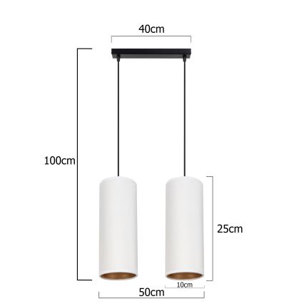 Lampadario a sospensione con filo AVALO 2xE27/60W/230V bianco