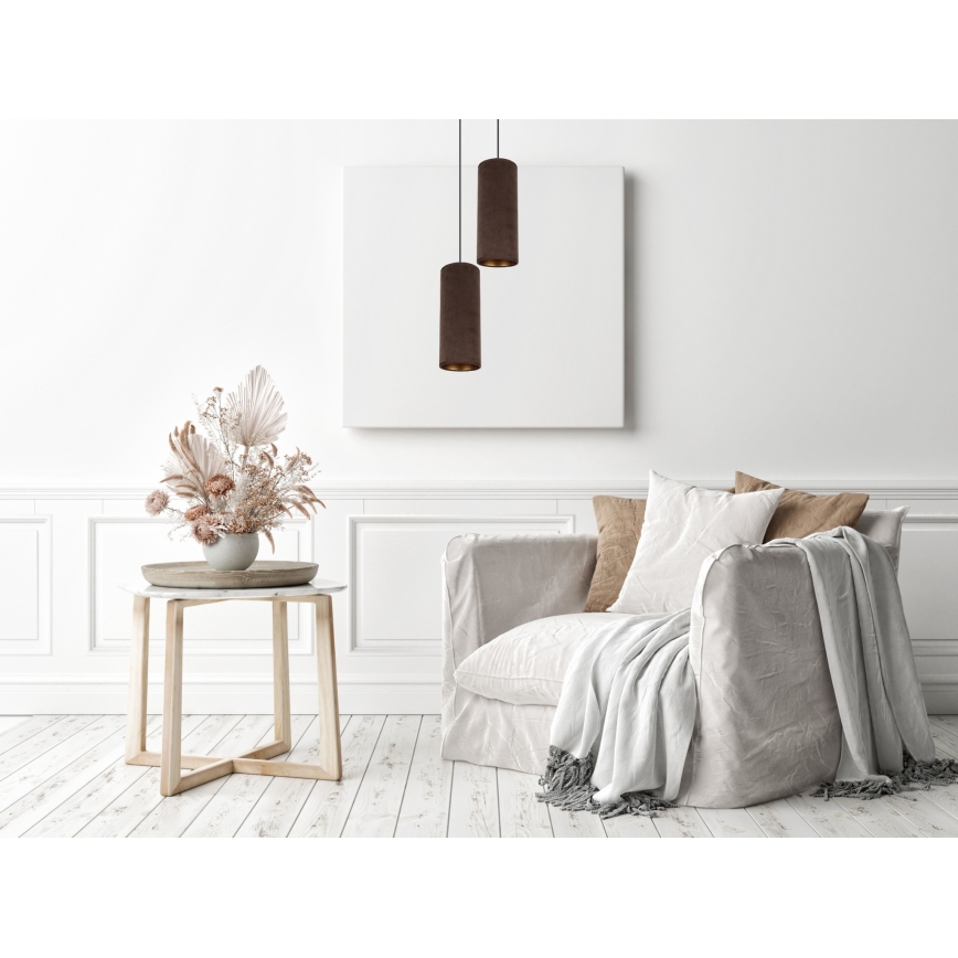 Lampadario a sospensione con filo AVALO 2xE27/60W/230V diametro 20 cm marrone
