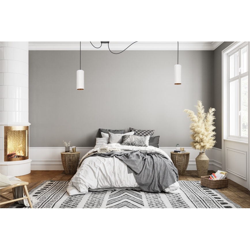 Lampadario a sospensione con filo AVALO 2xE27/60W/230V ragno bianco/rame