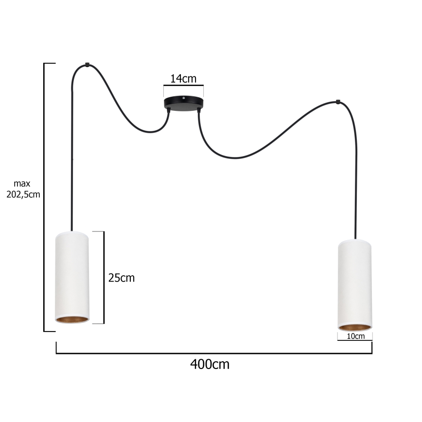 Lampadario a sospensione con filo AVALO 2xE27/60W/230V ragno bianco/rame
