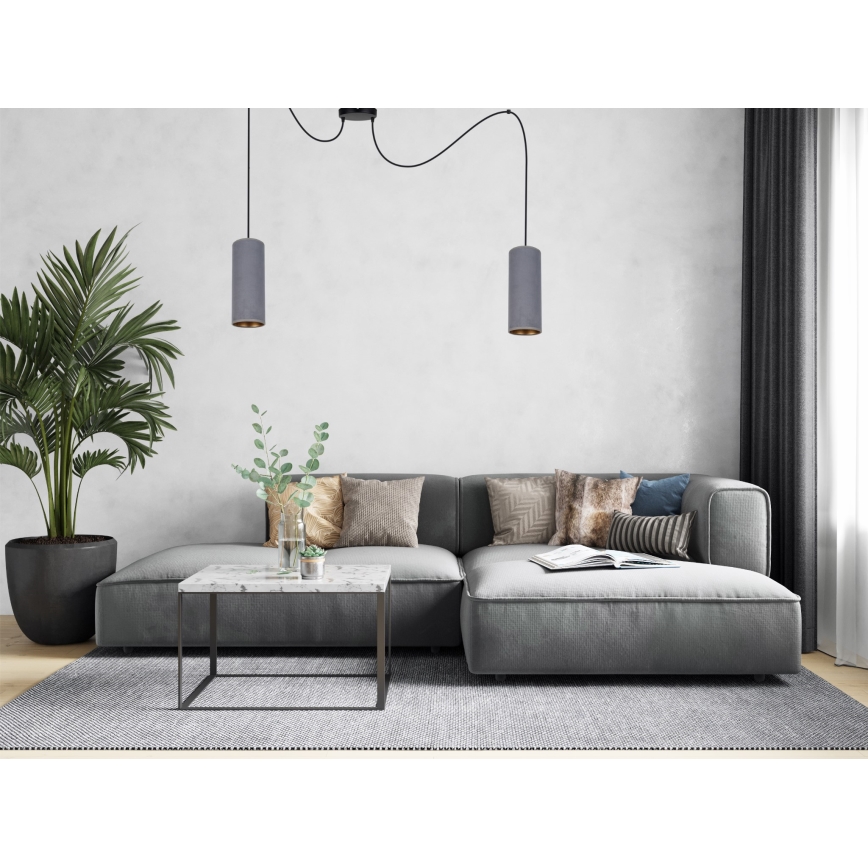 Lampadario a sospensione con filo AVALO 2xE27/60W/230V ragno grigio