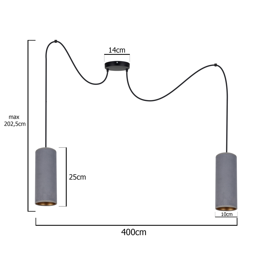 Lampadario a sospensione con filo AVALO 2xE27/60W/230V ragno grigio