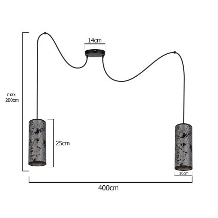Lampadario a sospensione con filo AVALO 2xE27/60W/230V ragno grigio/nero