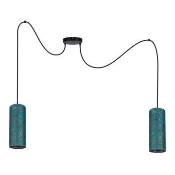 Lampadario a sospensione con filo AVALO 2xE27/60W/230V ragno turchese/oro