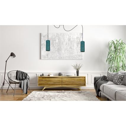 Lampadario a sospensione con filo AVALO 2xE27/60W/230V ragno turchese/oro
