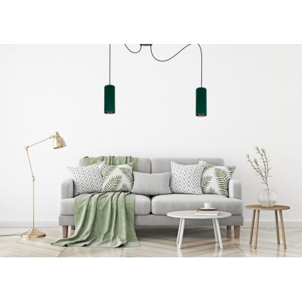 Lampadario a sospensione con filo AVALO 2xE27/60W/230V ragno verde/rame