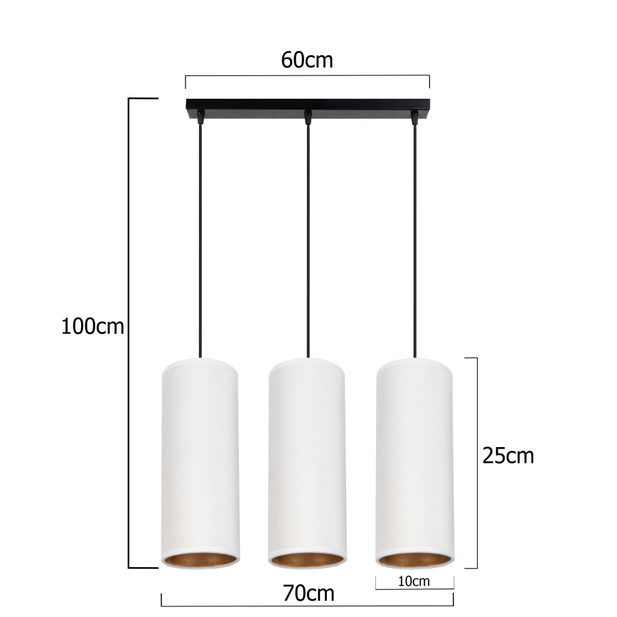 Lampadario a sospensione con filo AVALO 3xE27/60W/230V bianco