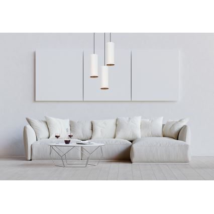 Lampadario a sospensione con filo AVALO 3xE27/60W/230V diametro 35 cm bianco