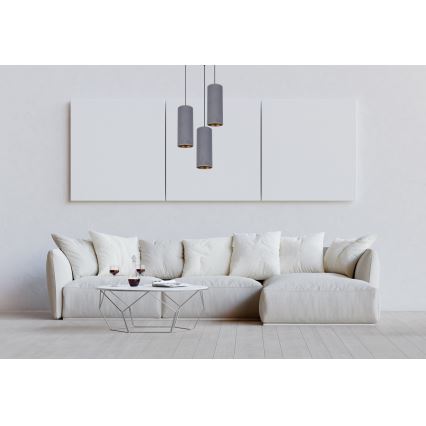 Lampadario a sospensione con filo AVALO 3xE27/60W/230V diametro 35 cm grigio