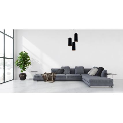 Lampadario a sospensione con filo AVALO 3xE27/60W/230V diametro 35 cm nero